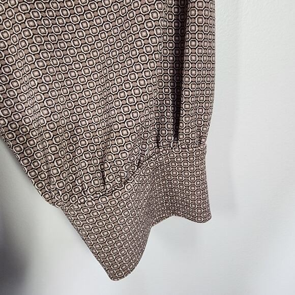 Adrianna Papell Womens Blouse Beige Geometric Print Long Sleeve Knit Collared 2X - Picture 7 of 11